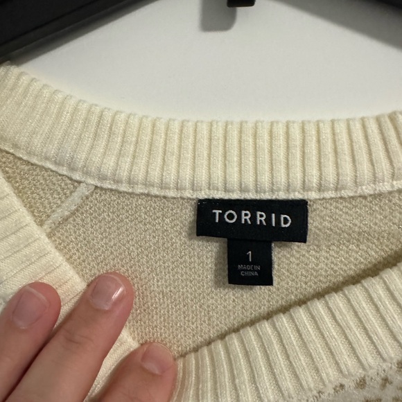 Torrid Pullover Sweater White with Gold Stars - Picture 3 of 4